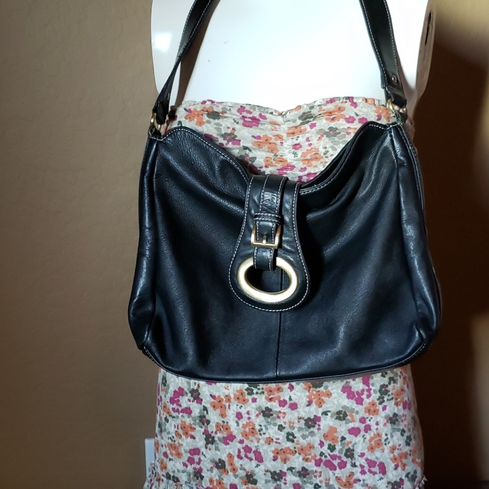 Black Vegan Leather Satchel purse (bin 5)
